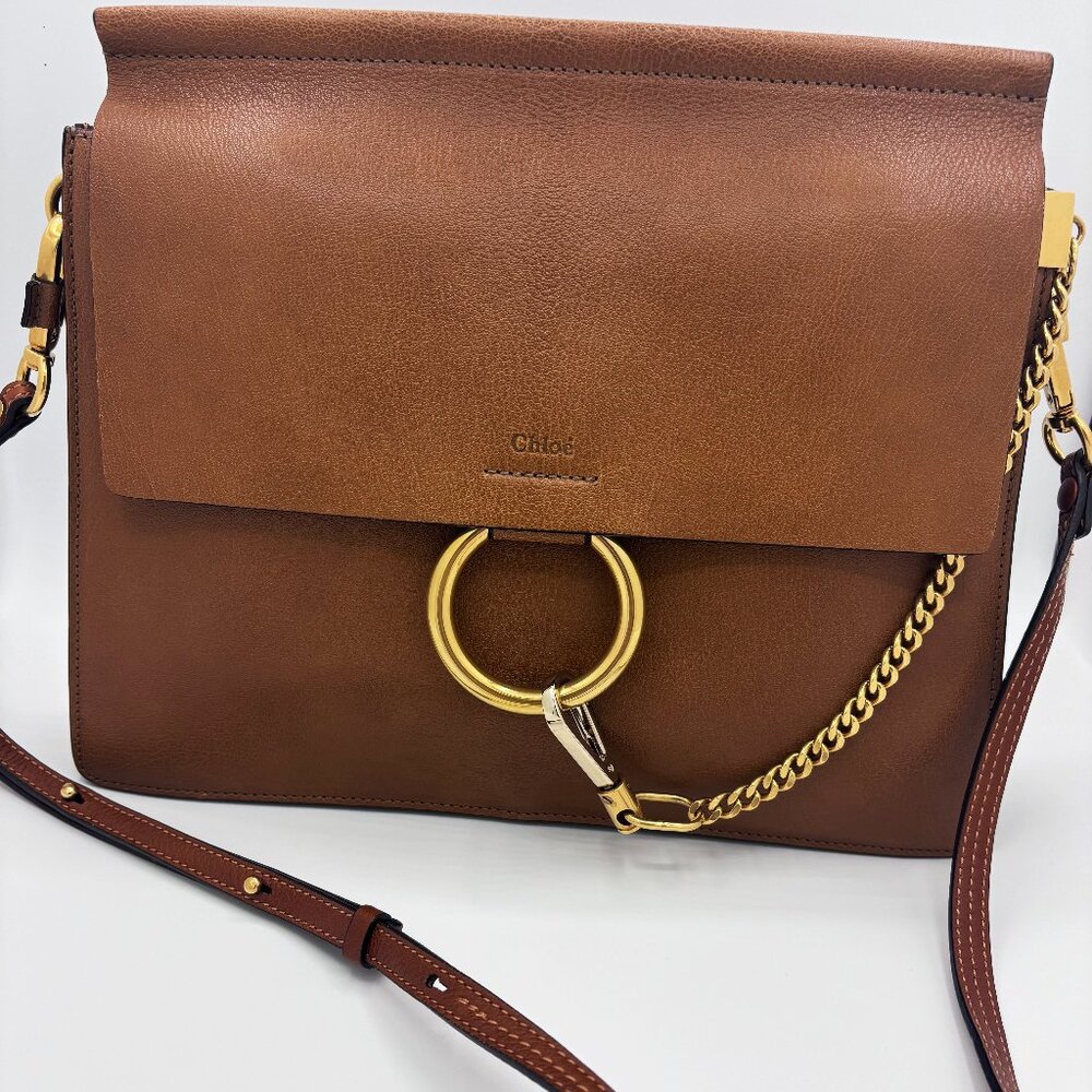 Chloé Faye Brown Calfskin Medium Faye Women's Shoulder Bag Mint Condition